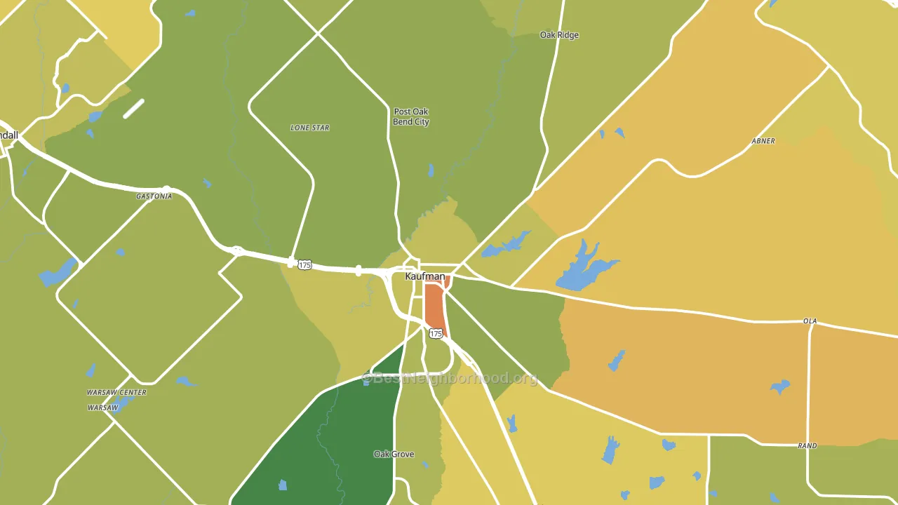 Kaufman, TX block-group voter-turnout map