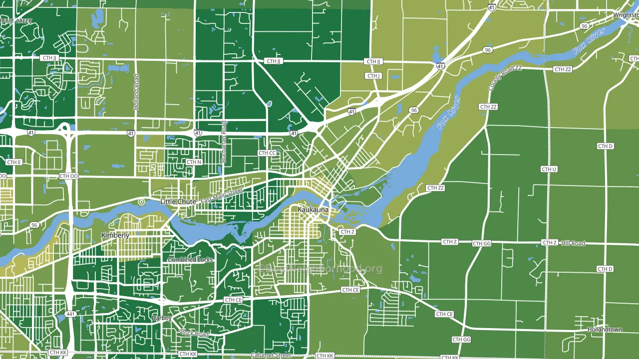 Kaukauna, WI block-group voter-turnout map