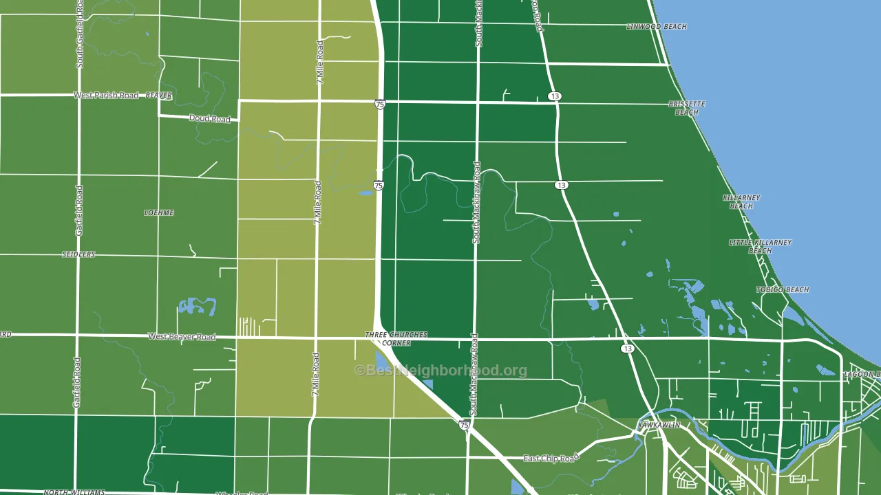 Kawkawlin, MI block-group voter-turnout map