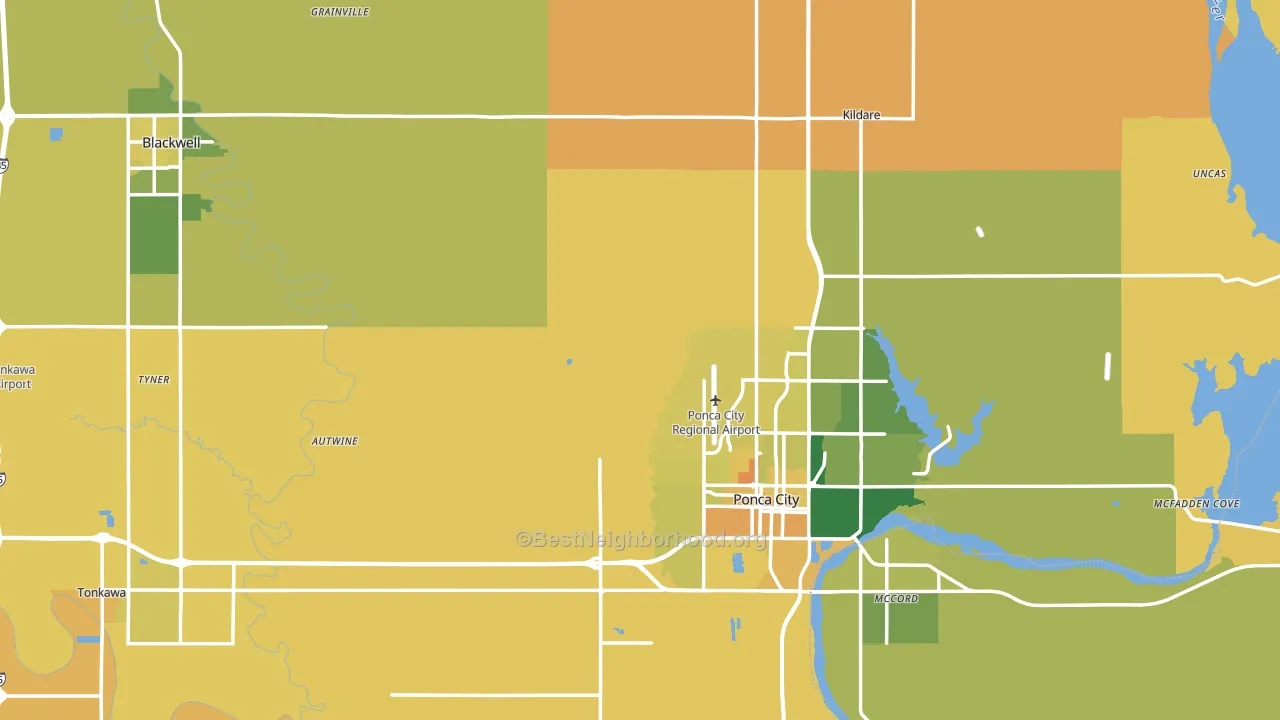 Kay County, OK block-group voter-turnout map