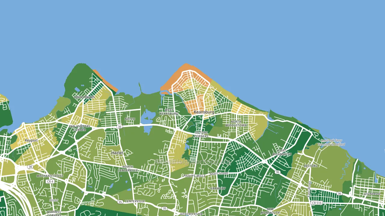 Keansburg, NJ block-group voter-turnout map