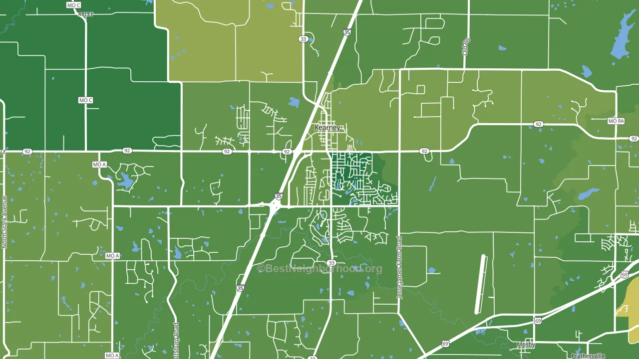 Kearney, MO block-group voter-turnout map