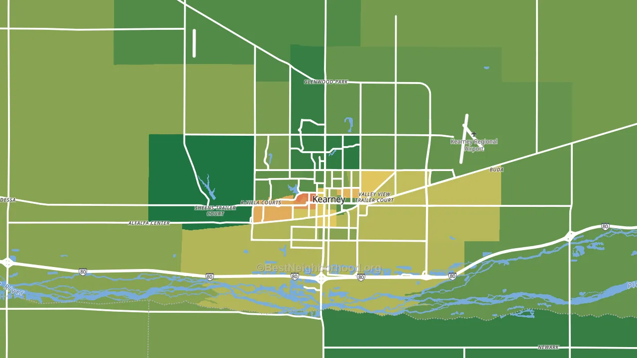 Kearney, NE block-group voter-turnout map