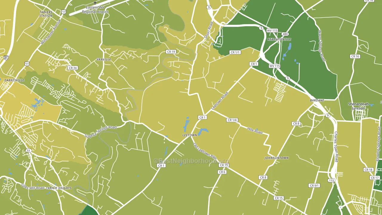 Kearneysville, WV block-group voter-turnout map