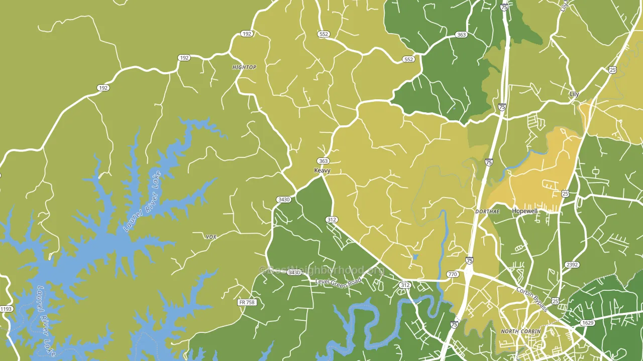 Keavy, KY block-group voter-turnout map