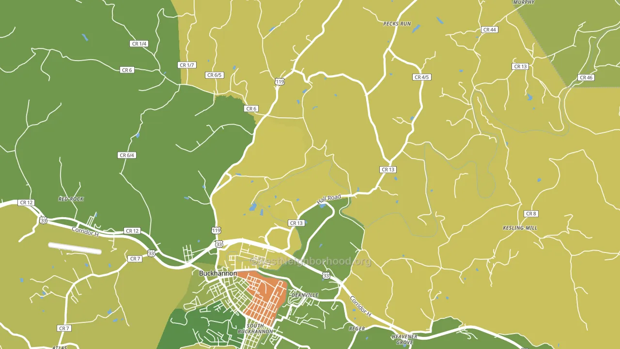 Kedron, WV block-group voter-turnout map