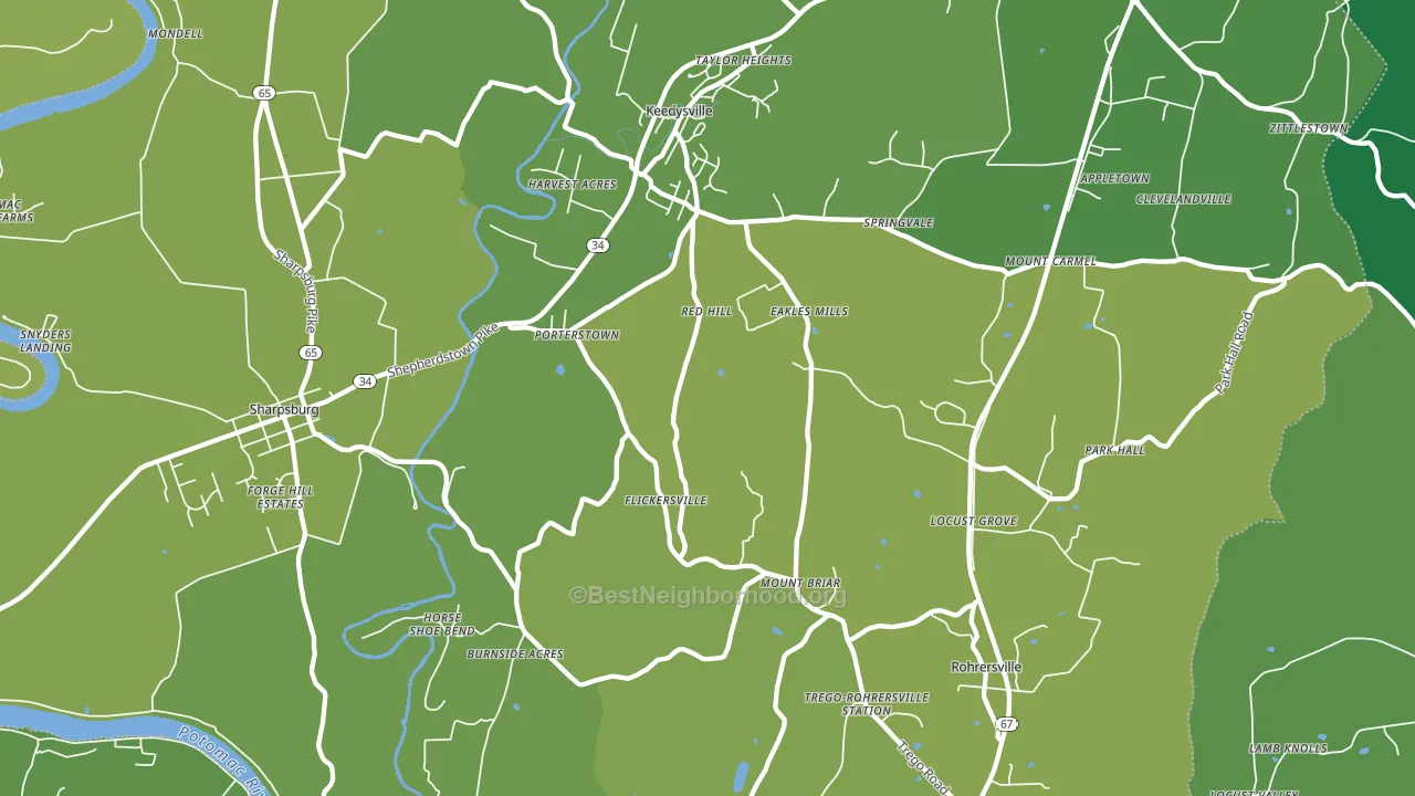 Keedysville, MD block-group voter-turnout map