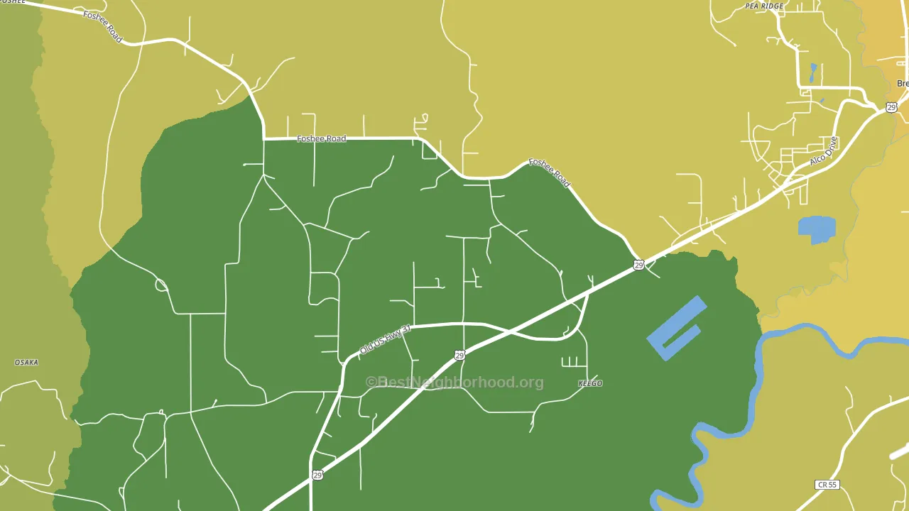 Keego, AL block-group voter-turnout map
