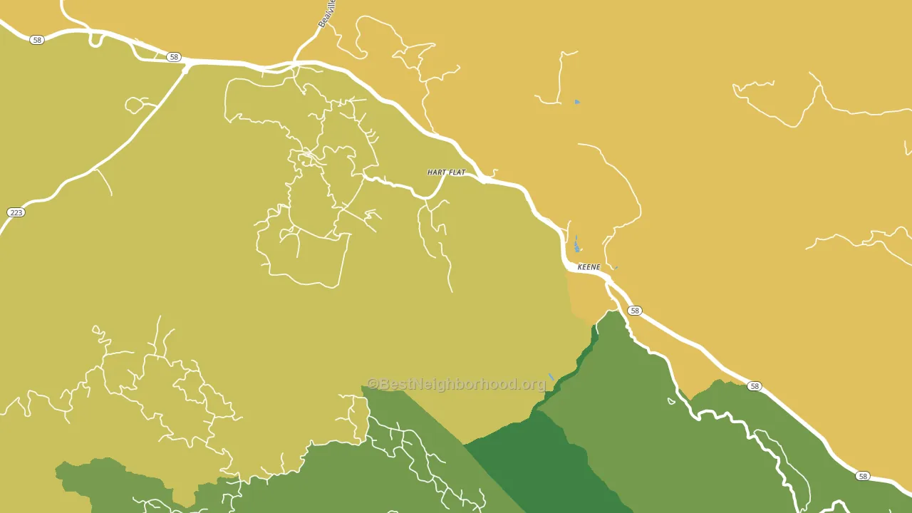 Keene, CA block-group voter-turnout map