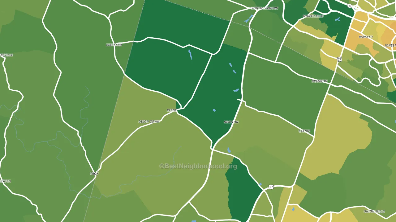 Keene, KY block-group voter-turnout map