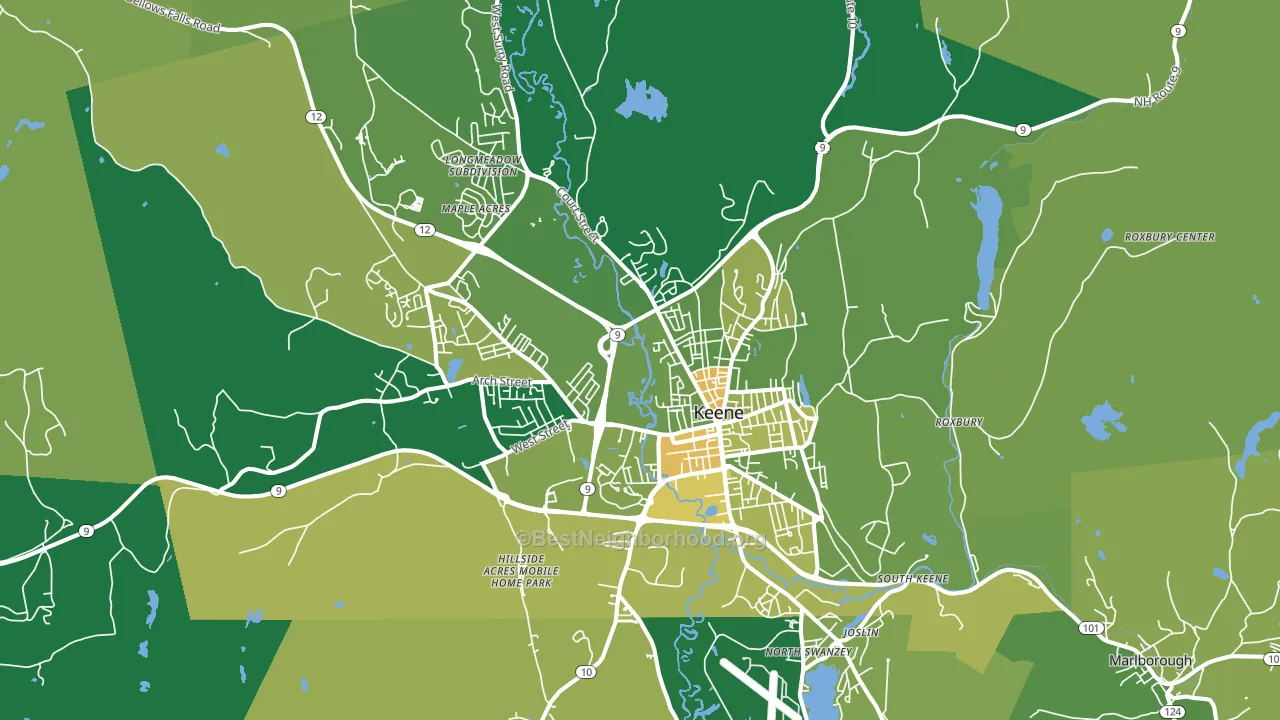 Keene, NH block-group voter-turnout map