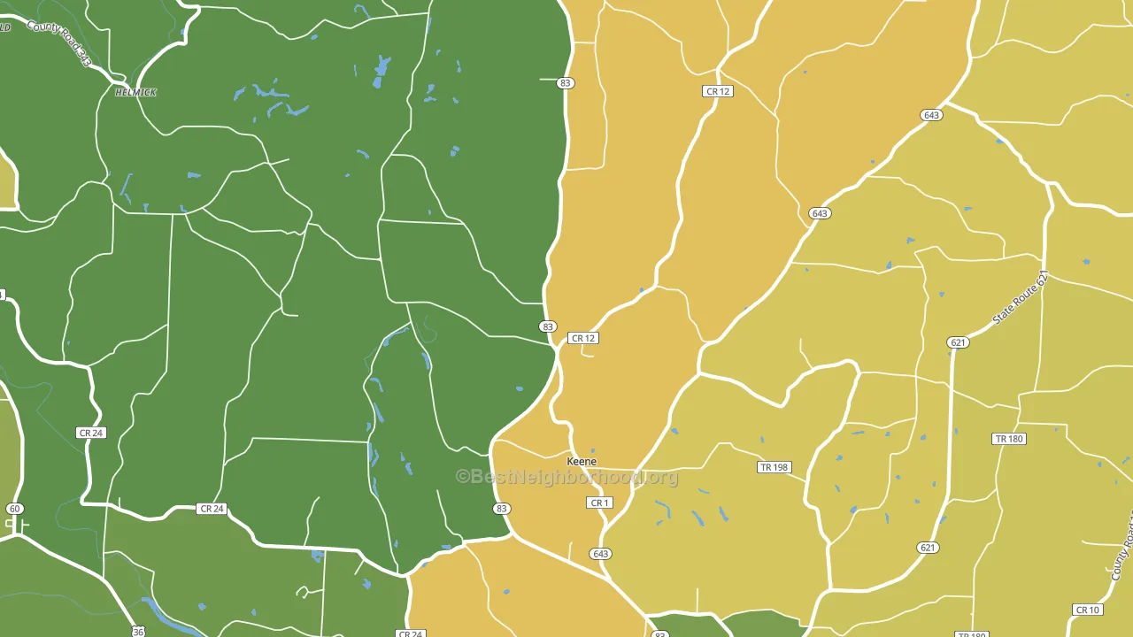 Keene, OH block-group voter-turnout map