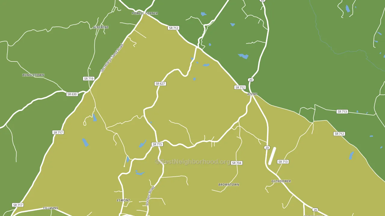 Keene, VA block-group voter-turnout map