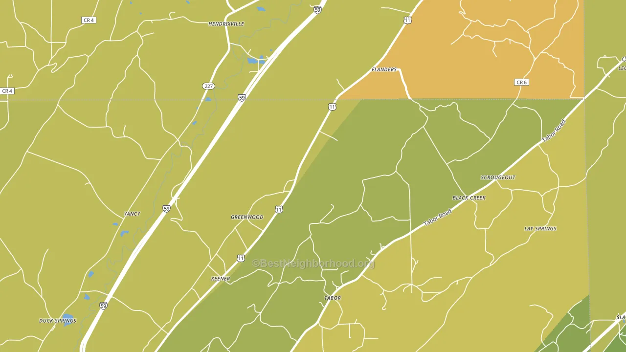 Keener, AL block-group voter-turnout map
