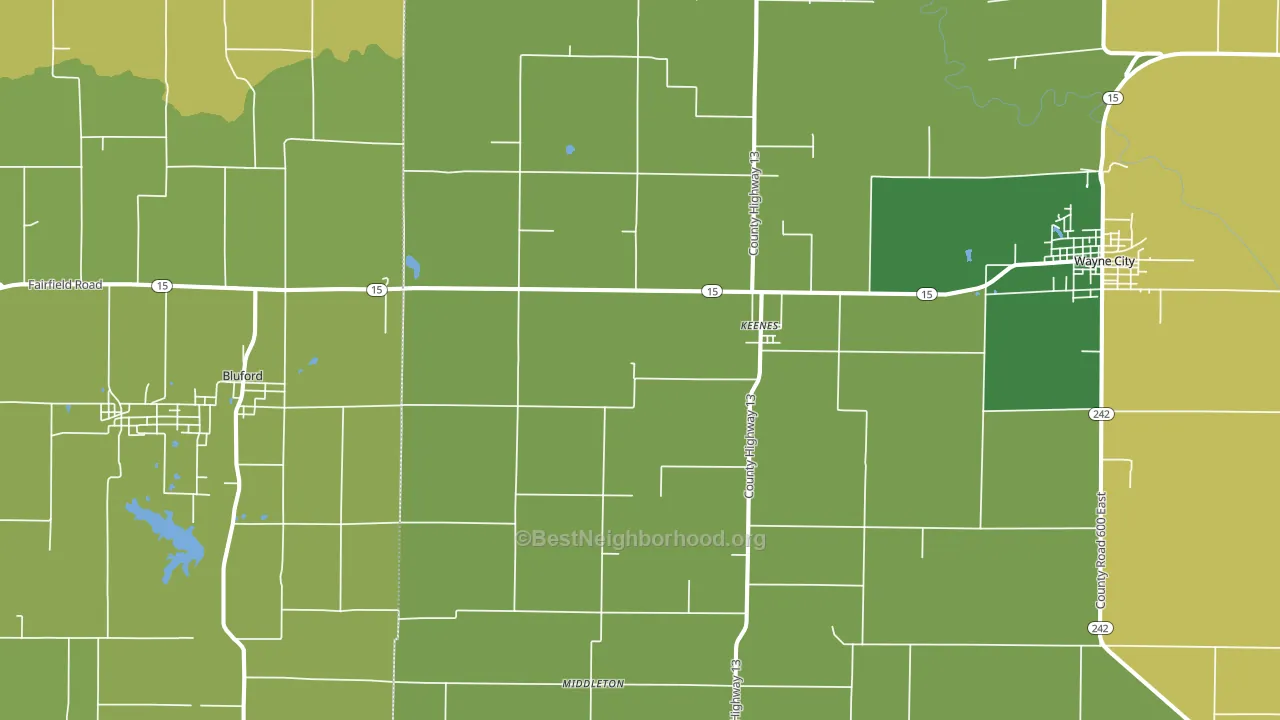 Keenes, IL block-group voter-turnout map
