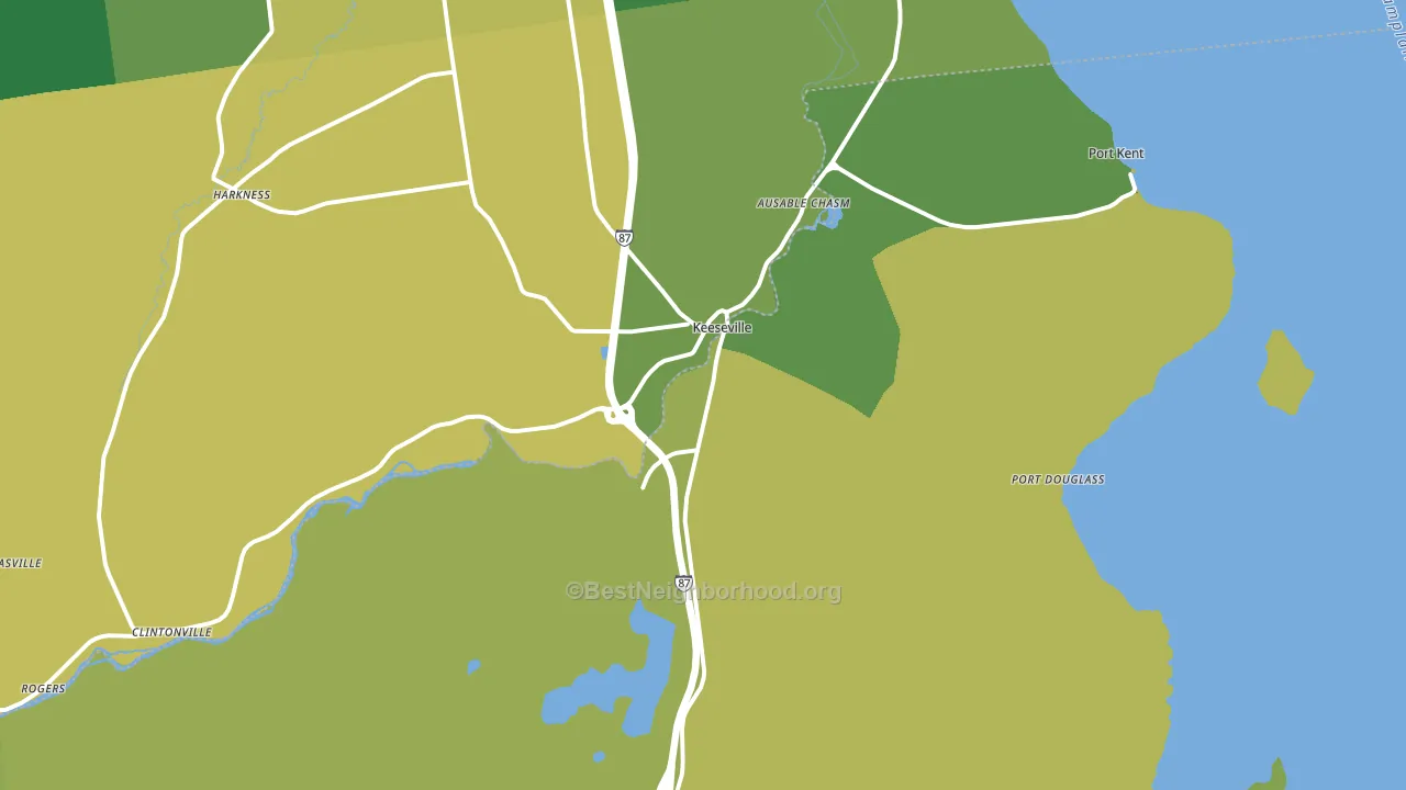 Keeseville, NY block-group voter-turnout map