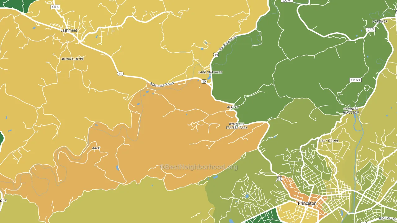 Kegley, WV block-group voter-turnout map