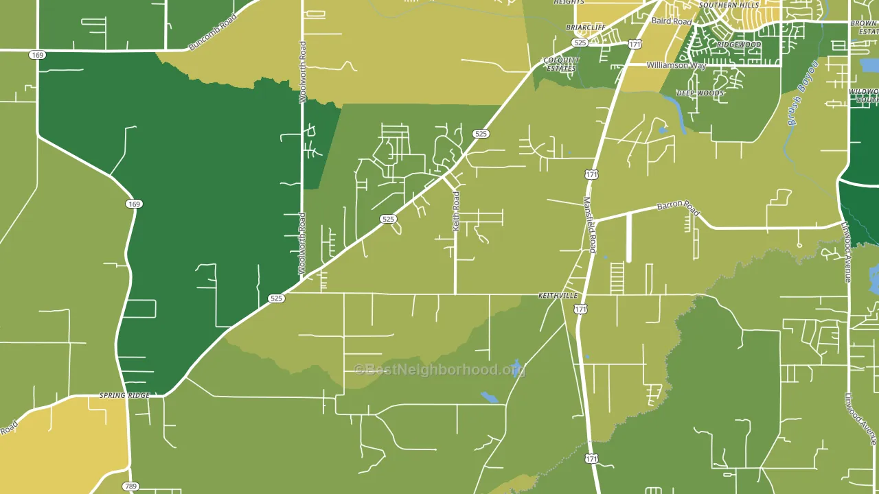 Keithville, LA block-group voter-turnout map