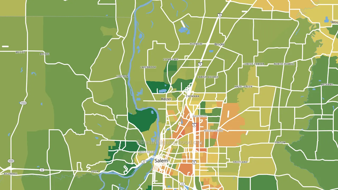 Keizer, OR block-group voter-turnout map