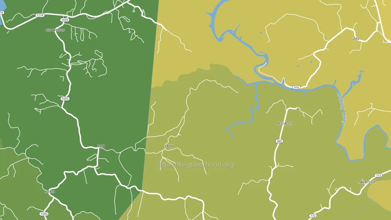Kellacey, KY block-group voter-turnout map