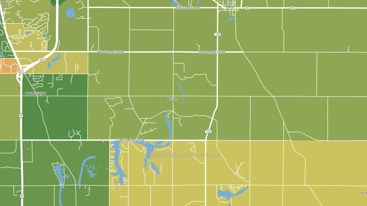 Keller, IN block-group voter-turnout map