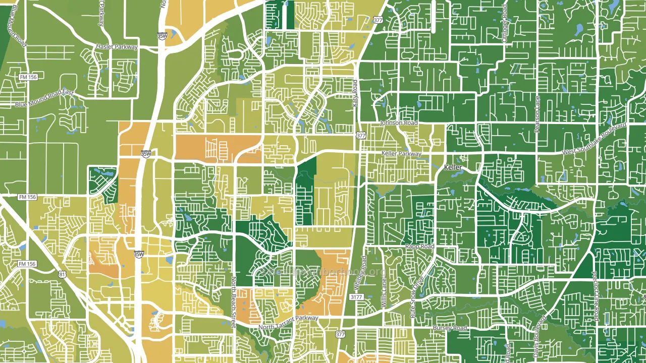 Keller, TX block-group voter-turnout map