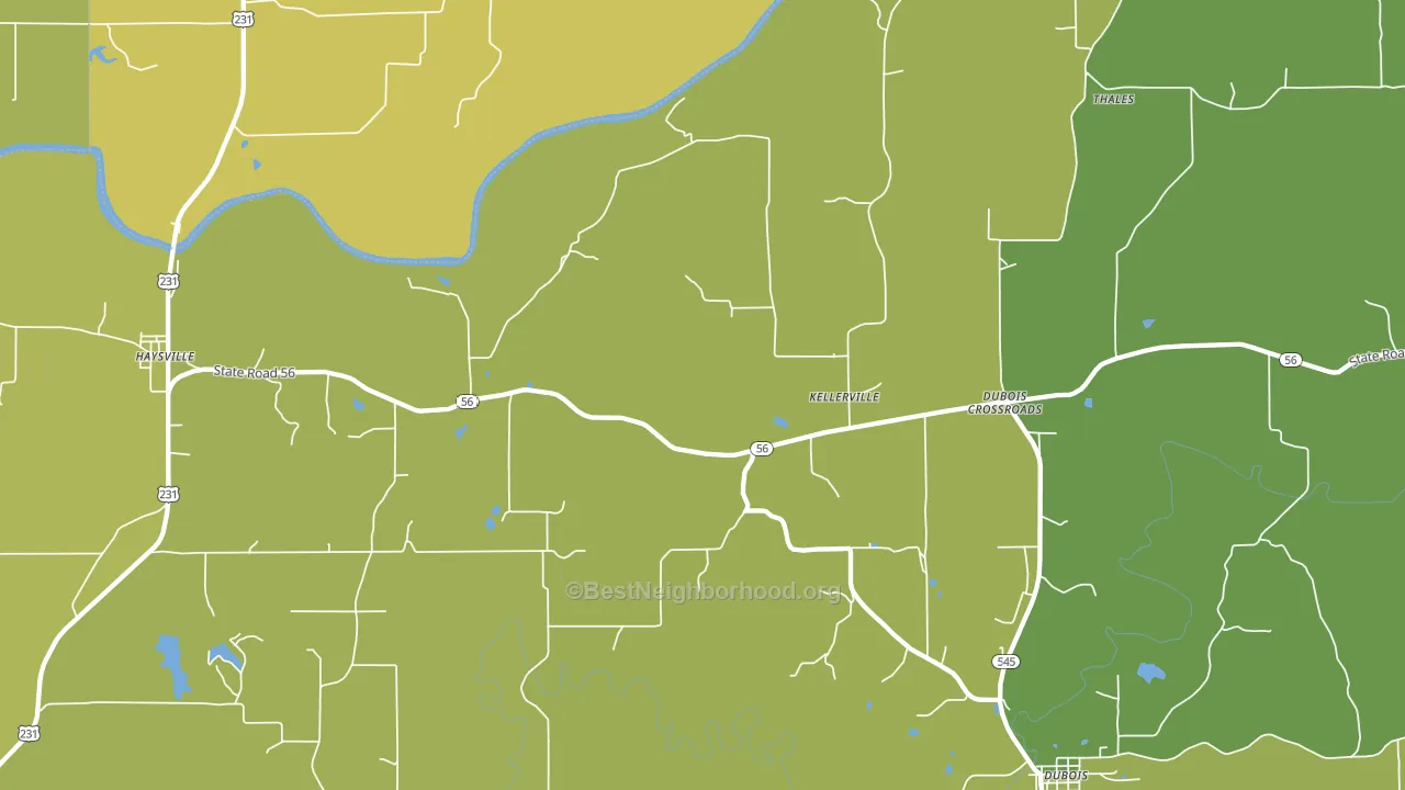 Kellerville, IN block-group voter-turnout map