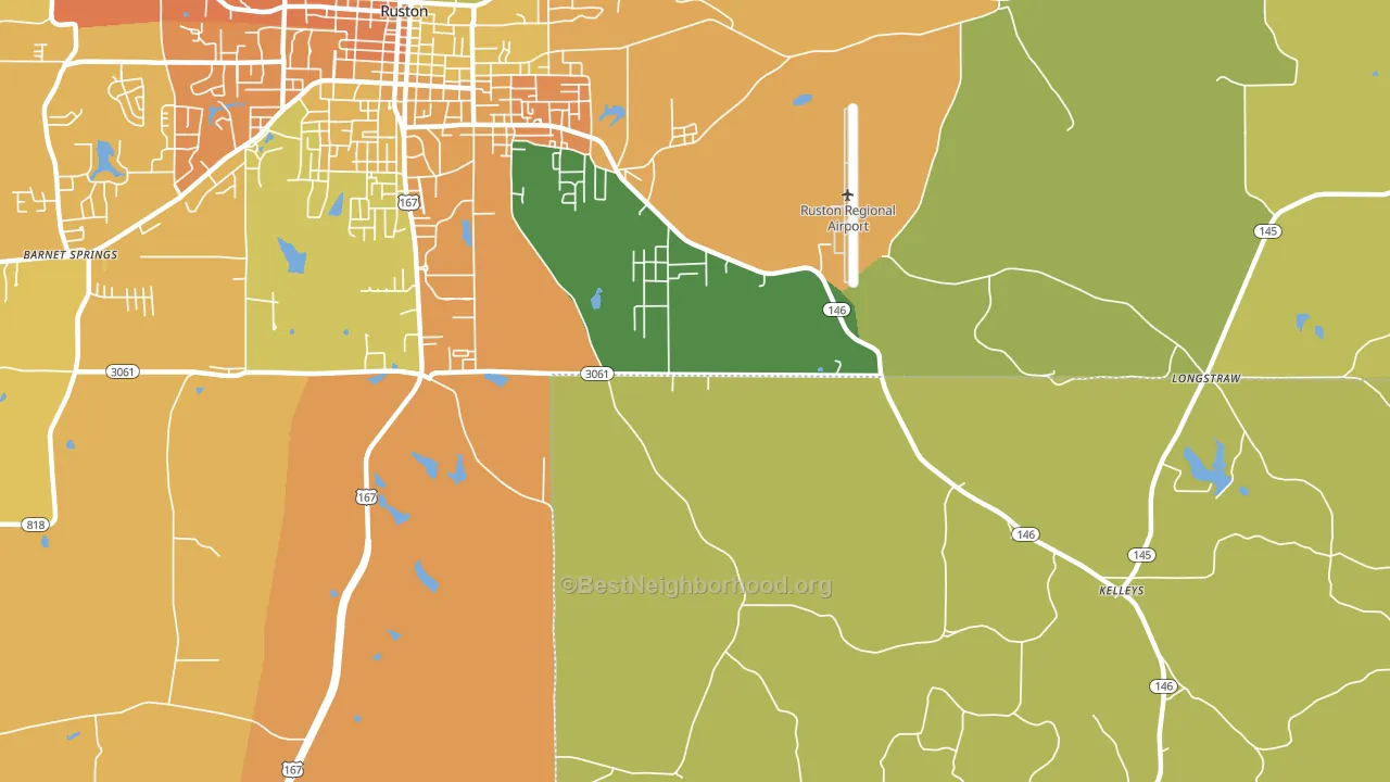 Kelleys, LA block-group voter-turnout map