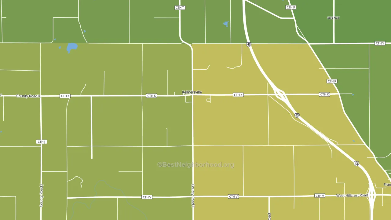 Kellnersville, WI block-group voter-turnout map