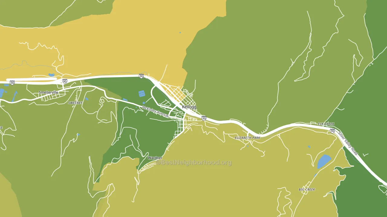 Kellogg, ID block-group voter-turnout map
