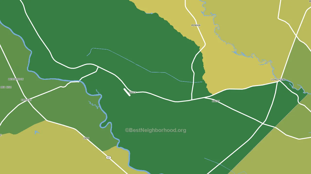 Kelly, NC block-group voter-turnout map
