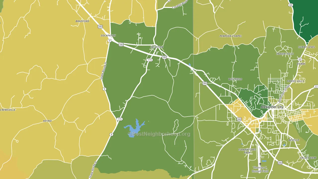 Kellyton, AL block-group voter-turnout map