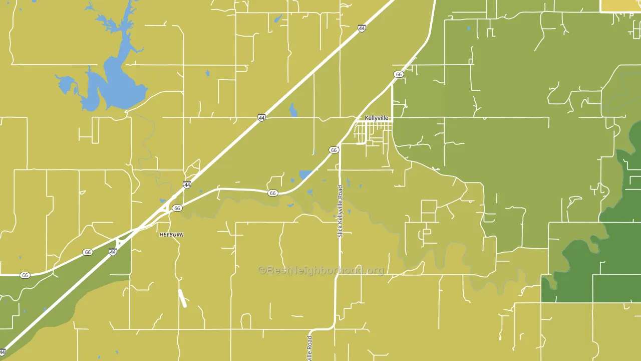 Kellyville, OK block-group voter-turnout map