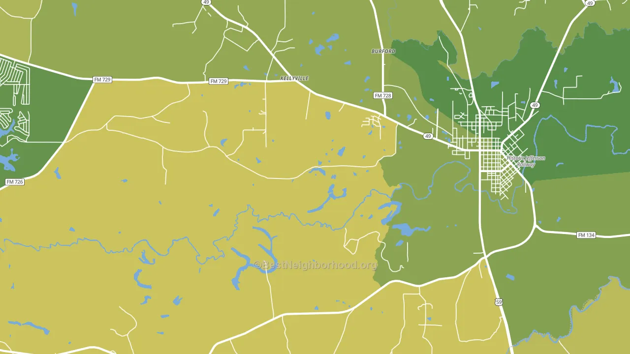 Kellyville, TX block-group voter-turnout map