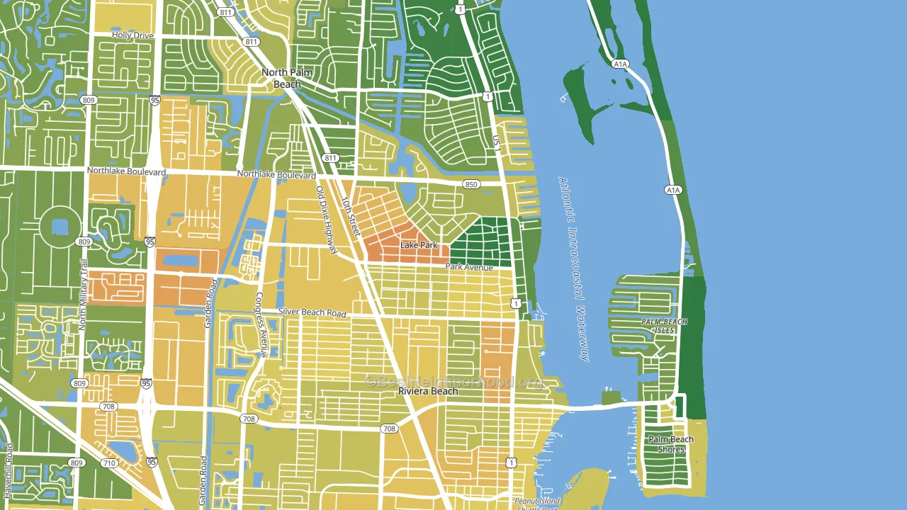 Kelsey City, Lake Park, FL block-group voter-turnout map