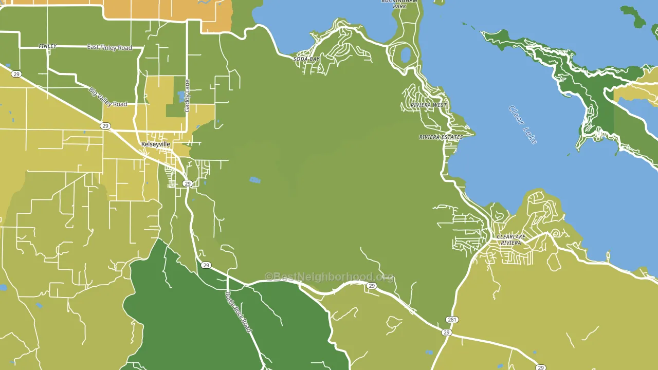 Kelseyville, CA block-group voter-turnout map