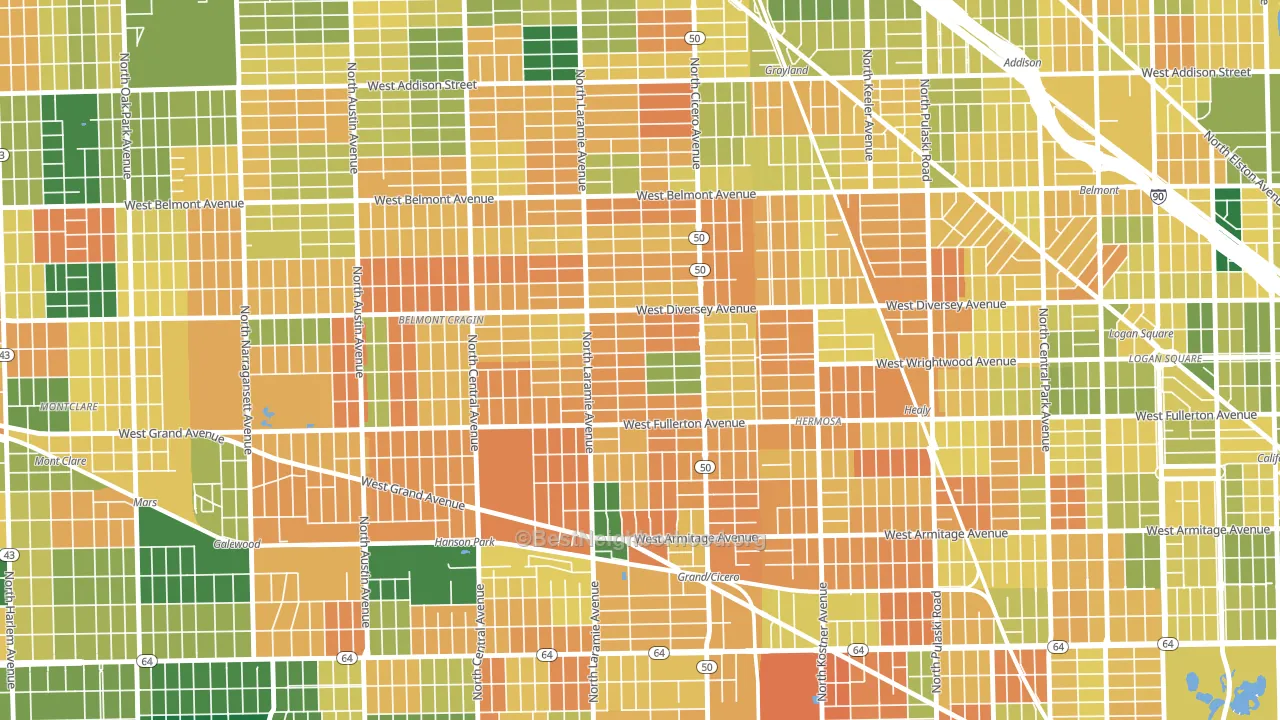 Kelvyn Grove, Chicago, IL block-group voter-turnout map