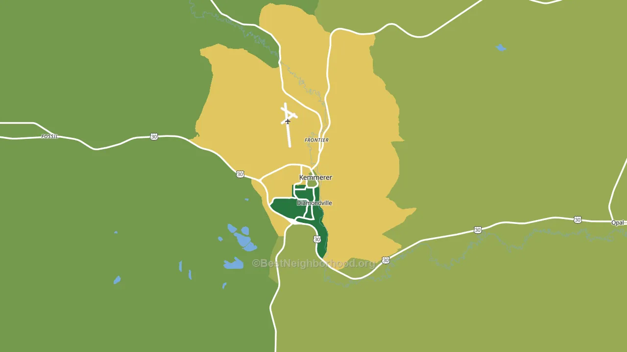 Kemmerer, WY block-group voter-turnout map