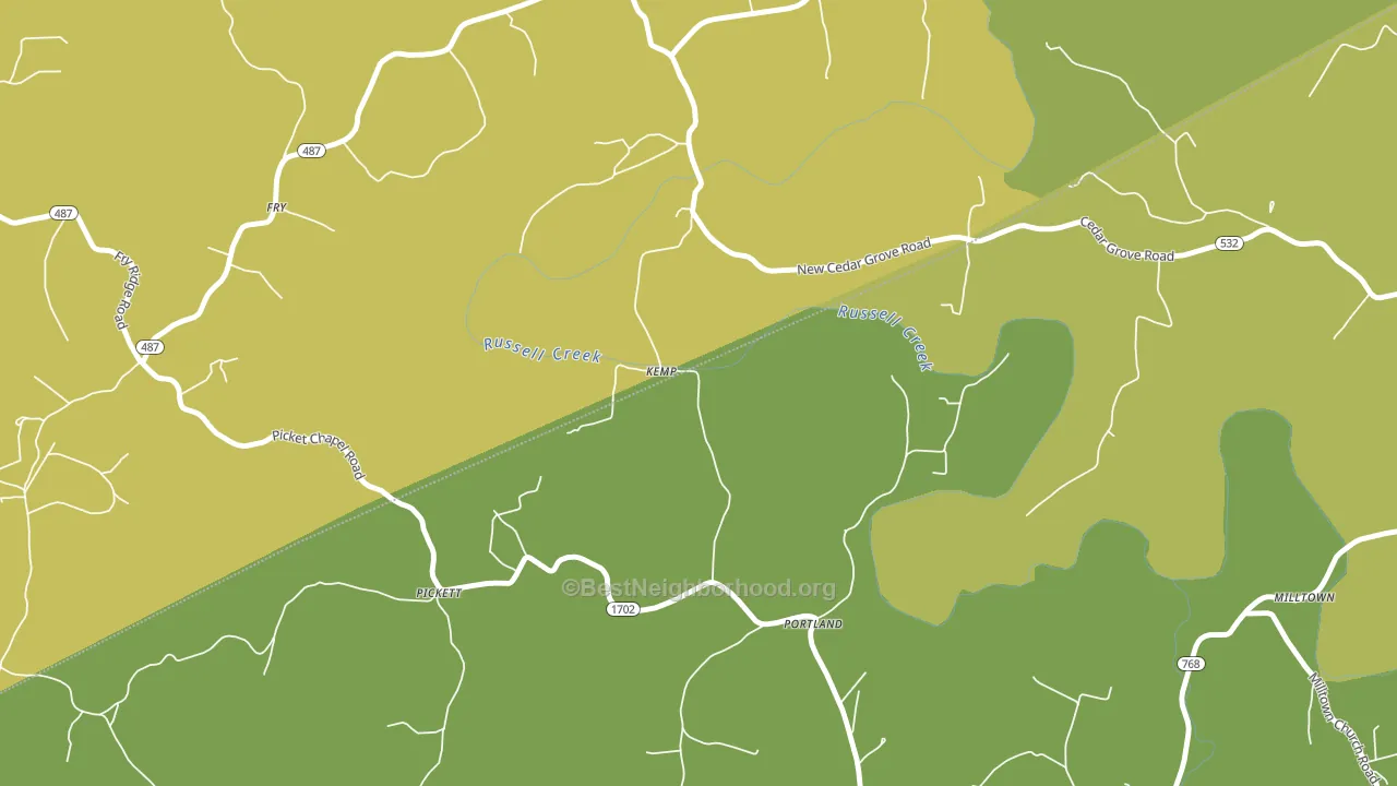 Kemp, KY block-group voter-turnout map