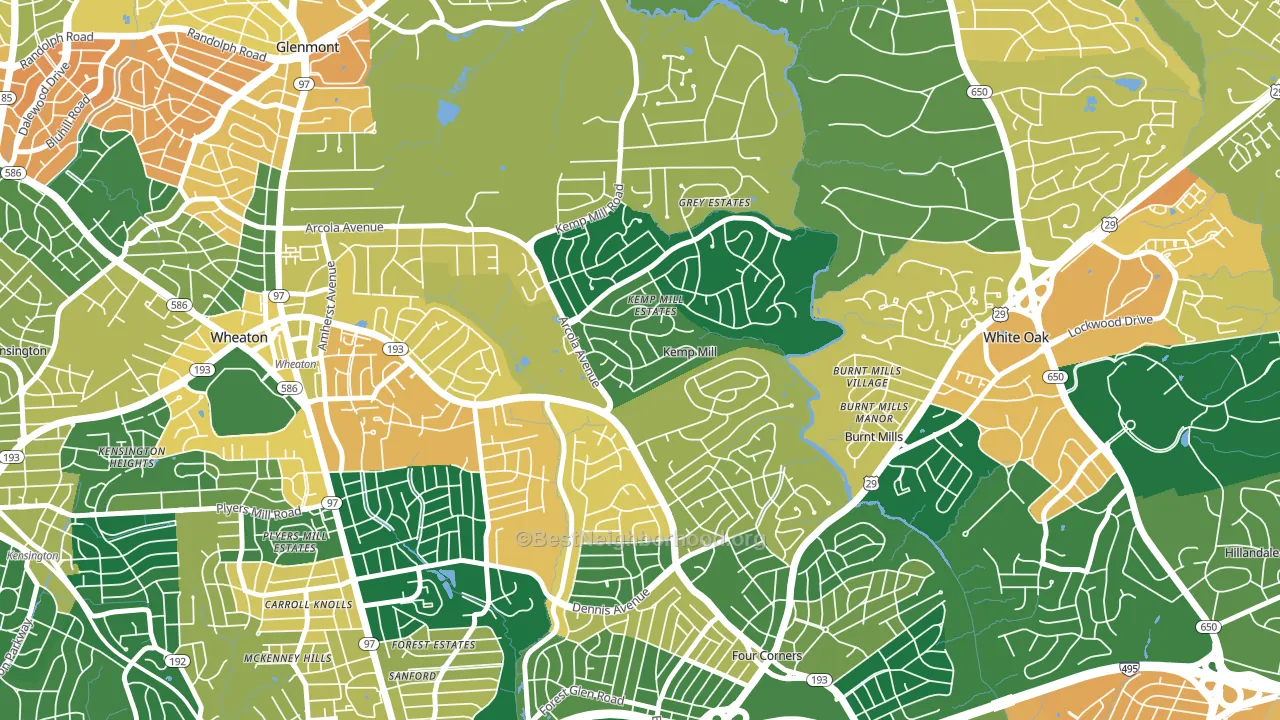 Kemp Mill, MD block-group voter-turnout map