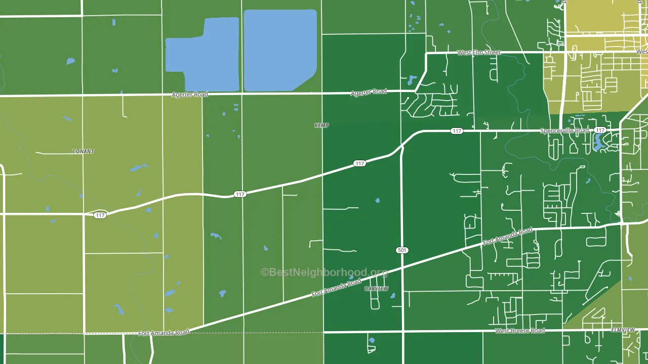 Kemp, OH block-group voter-turnout map