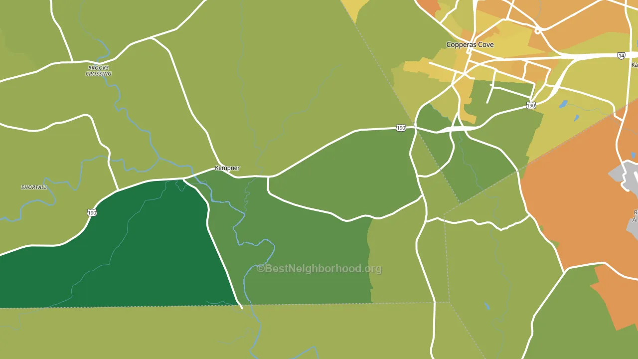 Kempner, TX block-group voter-turnout map