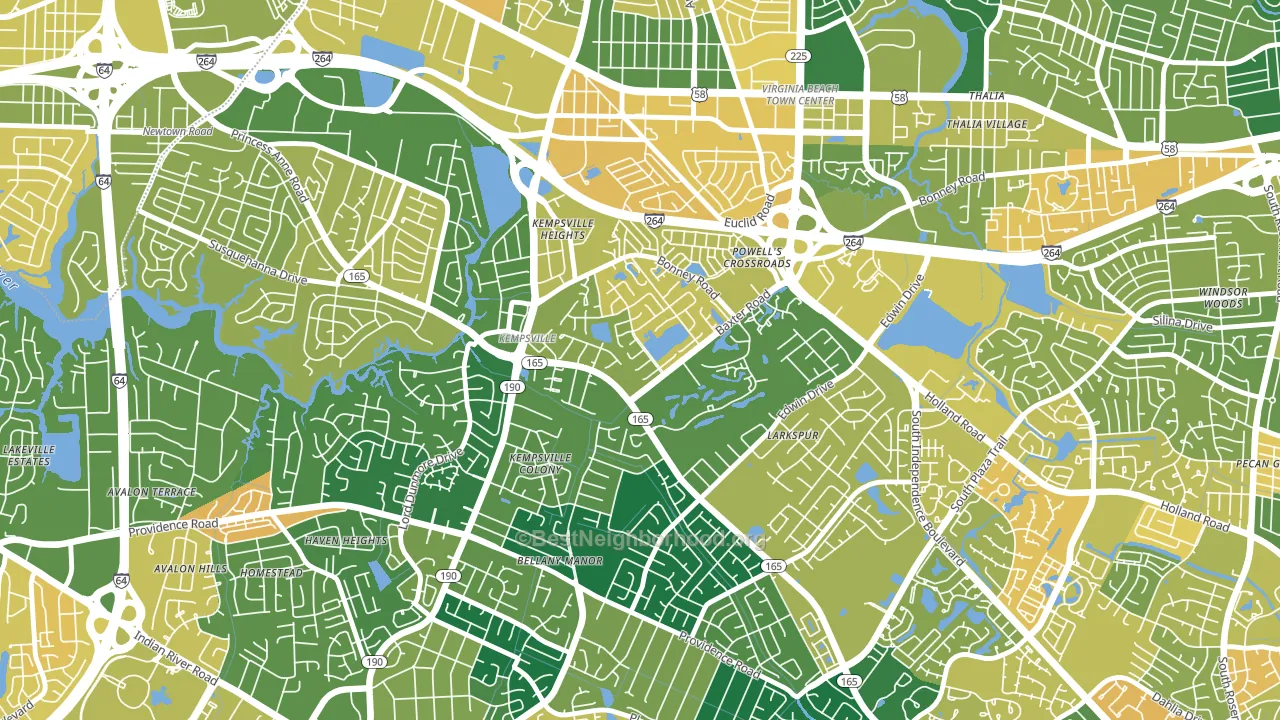 Kempsville Gardens, Virginia Beach, VA block-group voter-turnout map