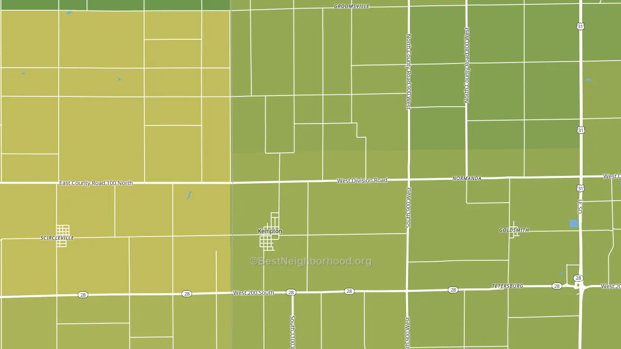 Kempton, IN block-group voter-turnout map