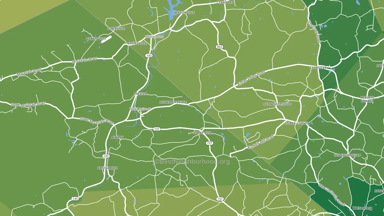 Kempton, PA block-group voter-turnout map