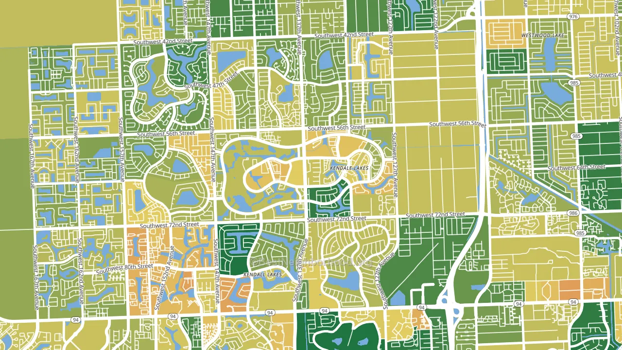 Kendale Lakes, FL block-group voter-turnout map