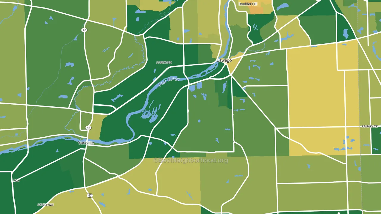 Kendall County, IL block-group voter-turnout map