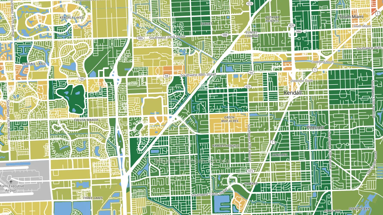 Kendall, FL block-group voter-turnout map