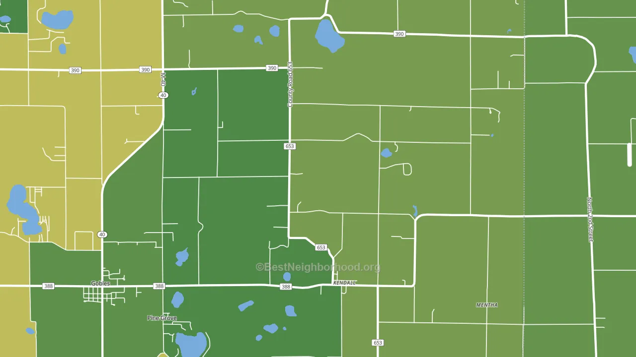 Kendall, MI block-group voter-turnout map