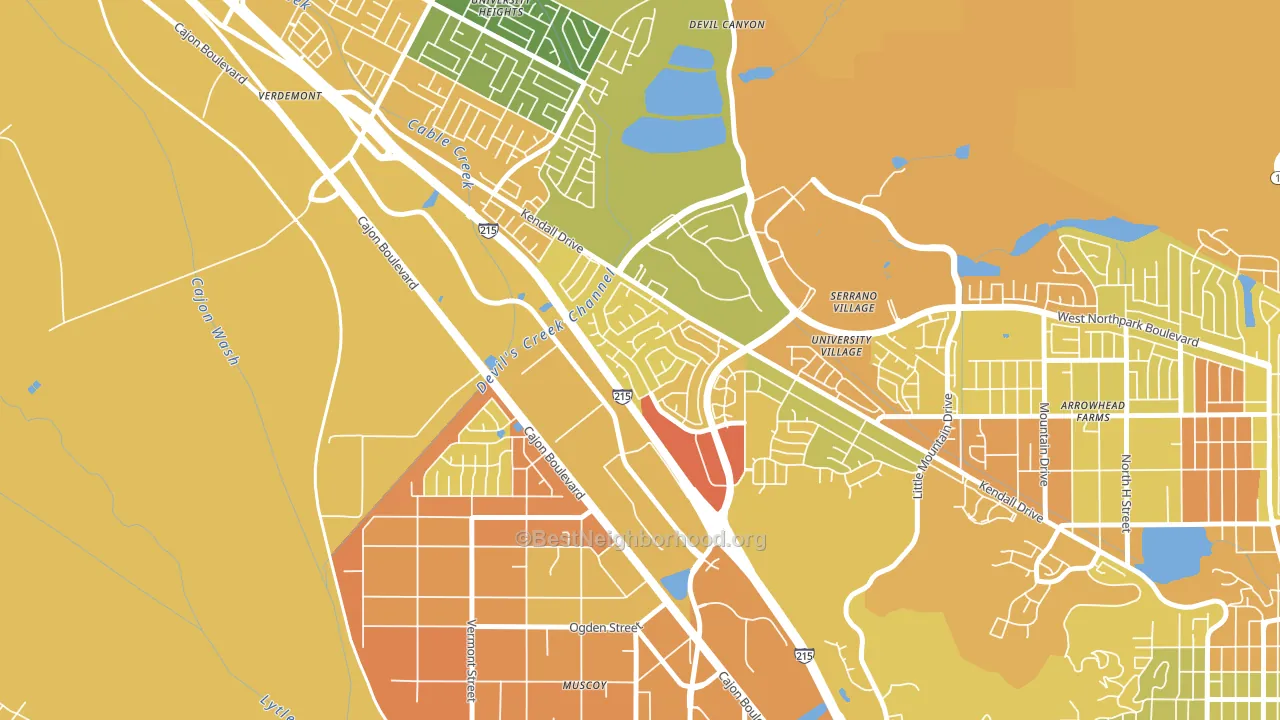 Kendall, San Bernardino, CA block-group voter-turnout map